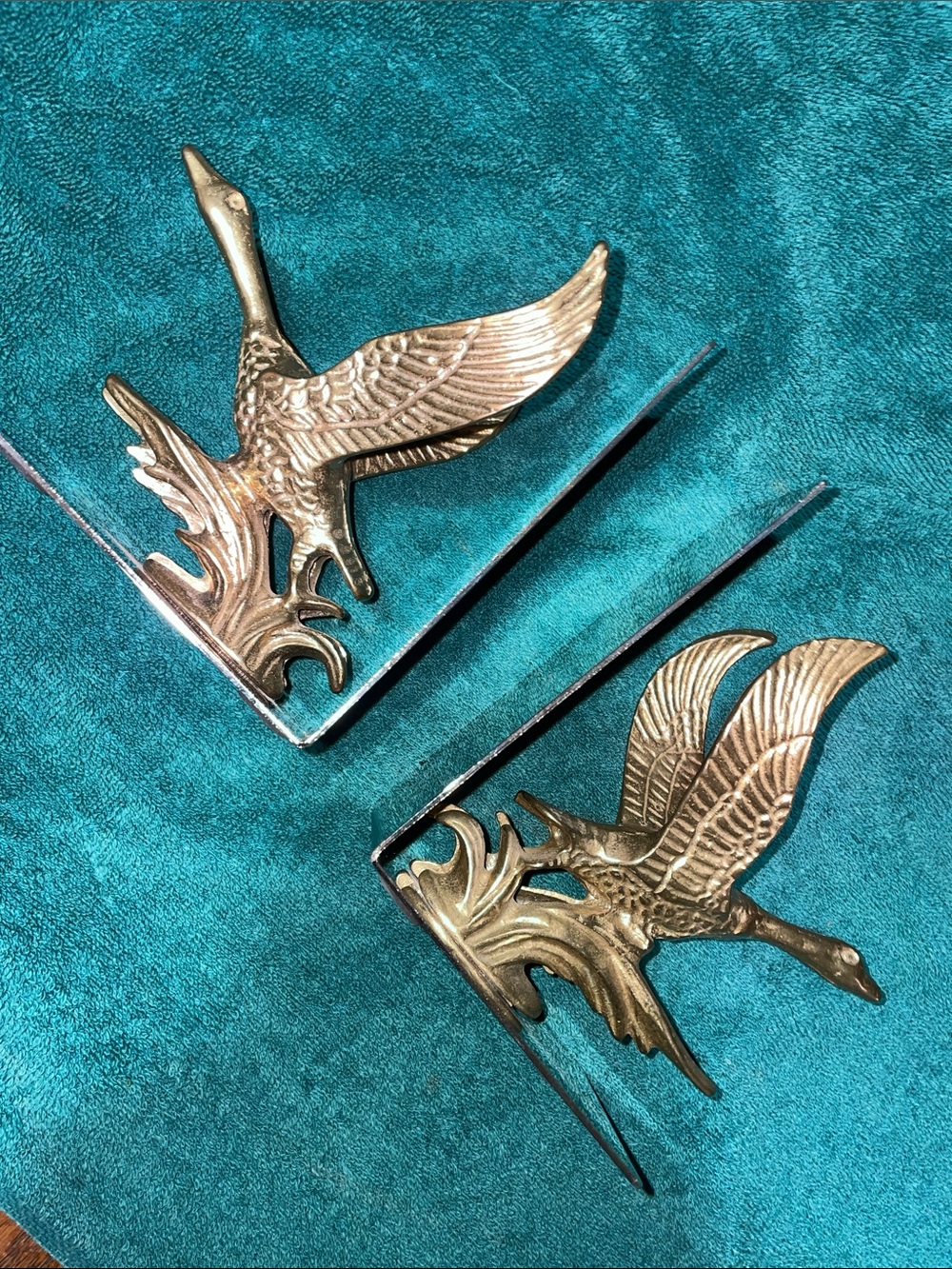 Brass Flying Duck bookends